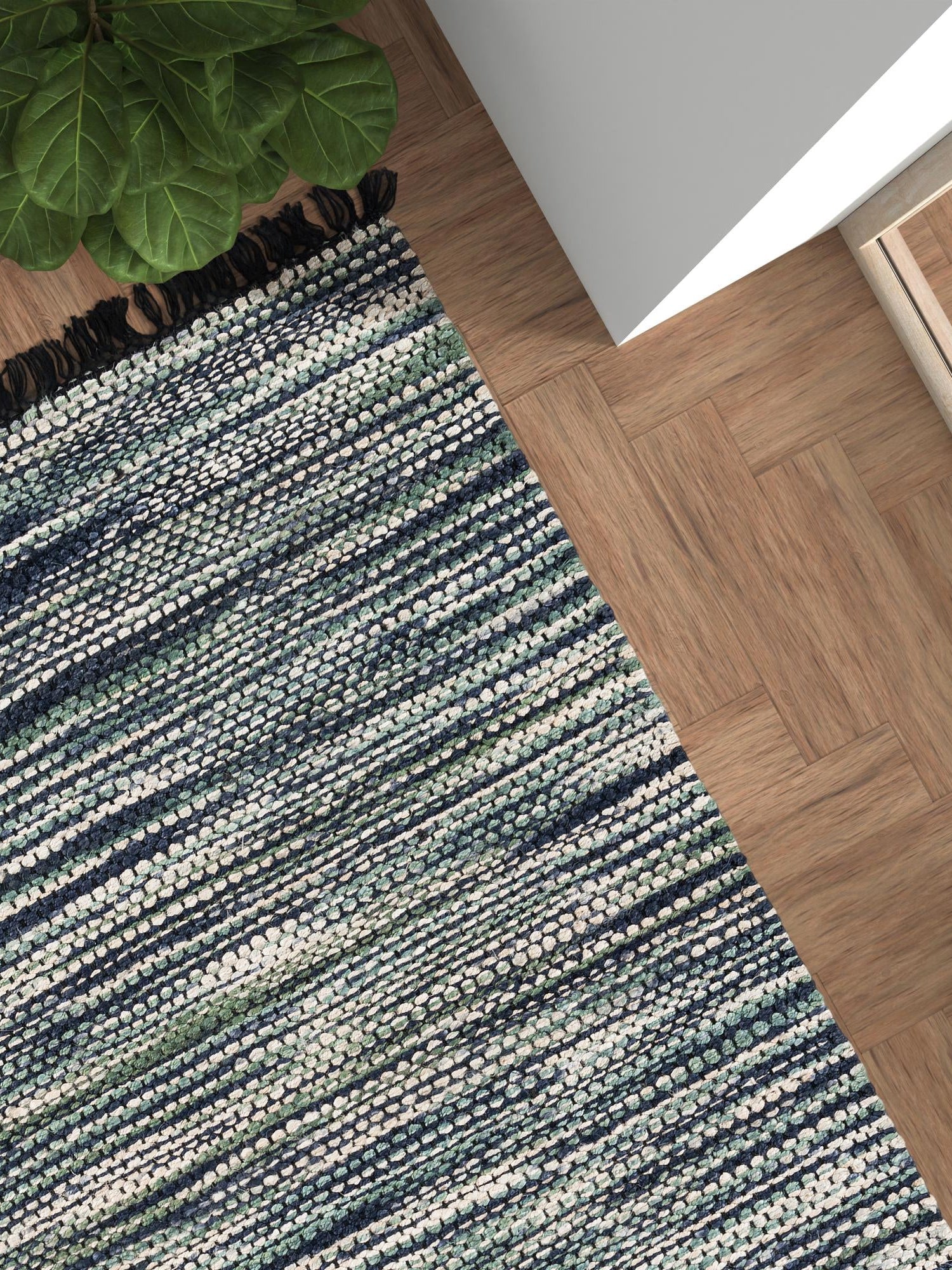 Green and Ivory 5' 1 x 8' Chunky Jute Rectangle Area Rug 100% All Natural Jute Sustainable Eco-Friendly Carpet Mat for Natural Interior Design Homes for Sale at Rug Engine