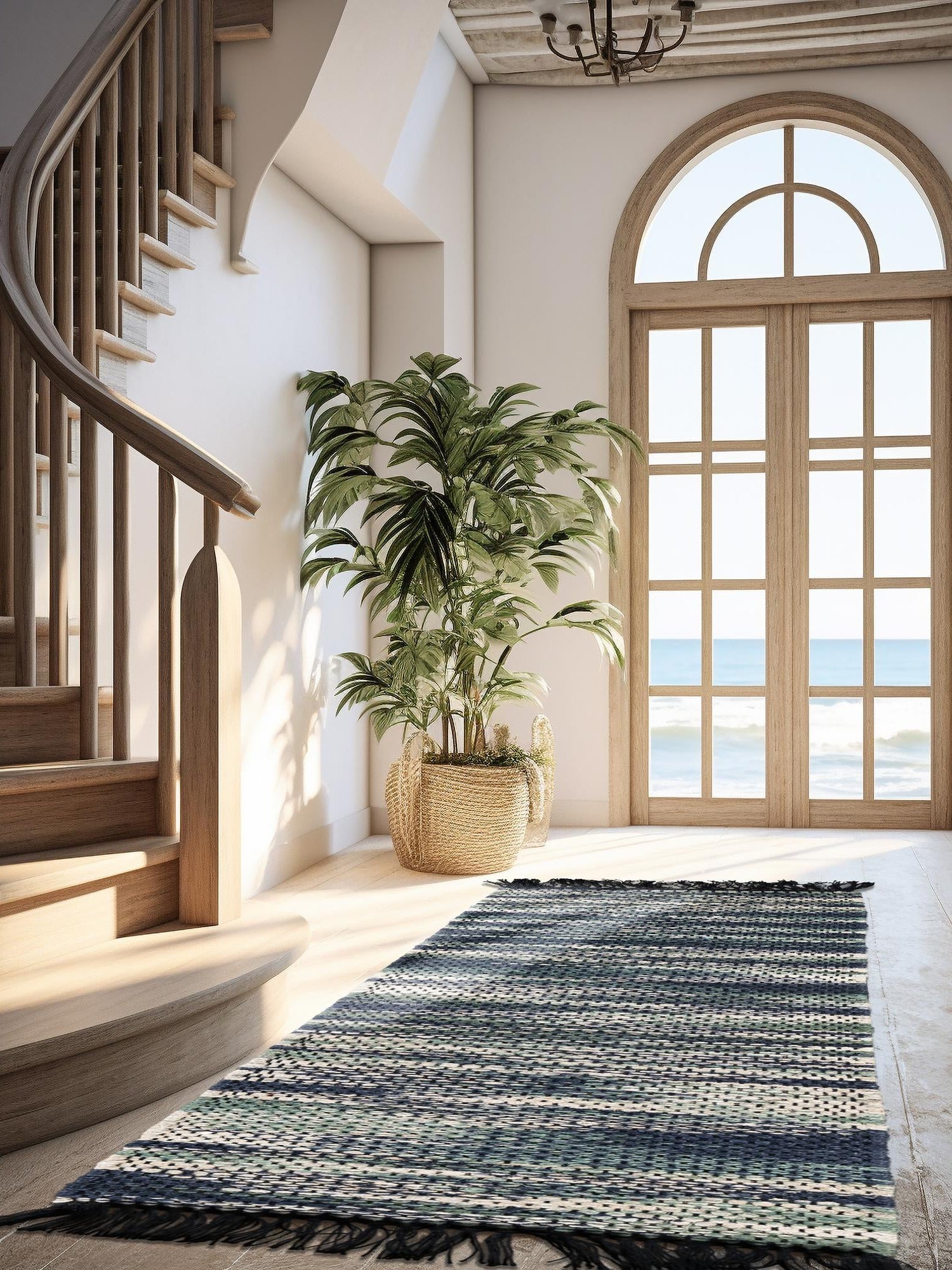 Green and Ivory 2' x 8' Chunky Jute Runner Area Rug 100% All Natural Jute Sustainable Eco-Friendly Carpet Mat for Natural Interior Design Homes for Sale at Rug Engine