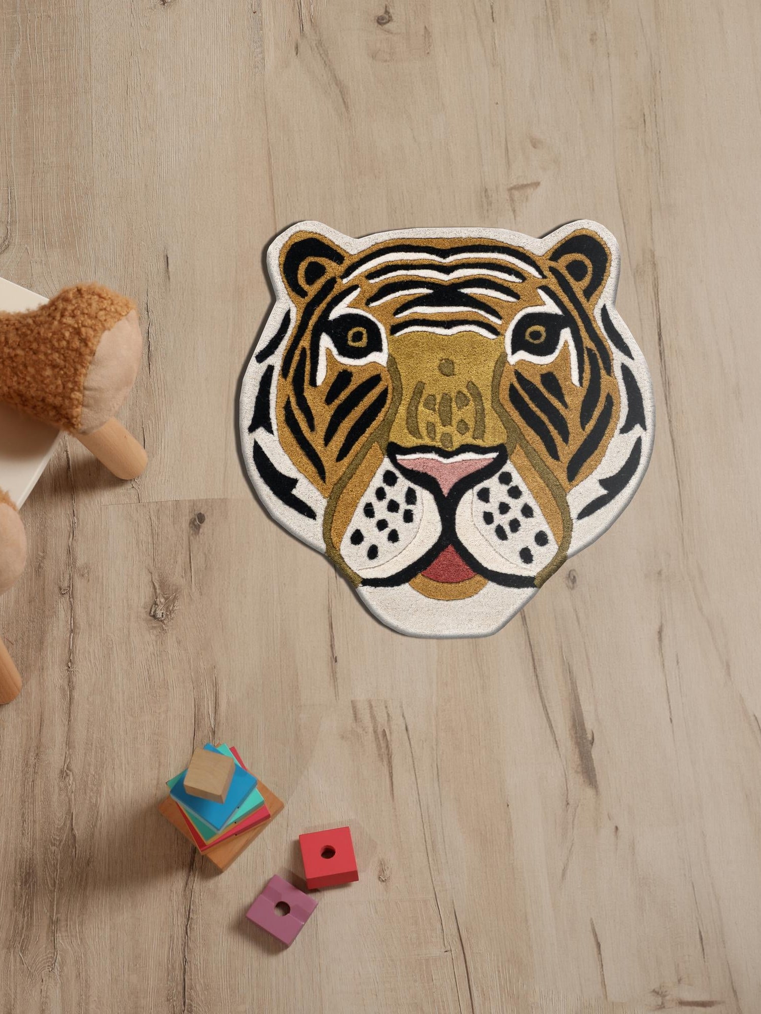 Multicolor 4' 1 x 4' 1 Playtime Kids Wool Freeform Area Rug for Baby Nursery, Toddler Playroom, Bedrooms