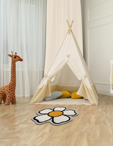 Ivory 6' 1 x 6' 1 Playtime Kids Wool Freeform Area Rug for Baby Nursery, Toddler Playroom,  Bedrooms Hand Tufted High Quality Dense  Wool Pile Natural Carpet for Sale at Rug Engine