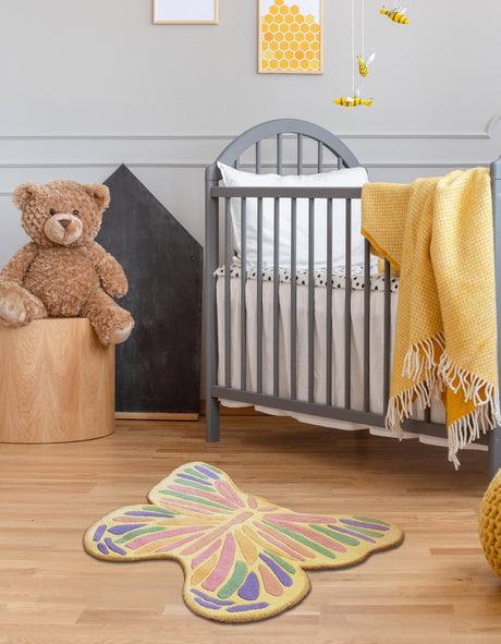 Multicolor 3' 4 x 3' 11 Playtime Kids Wool Freeform Area Rug for Baby Nursery, Toddler Playroom, Bedrooms