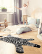 Black and White 4' 1 x 6' 1 Playtime Kids Wool Free Form Rug