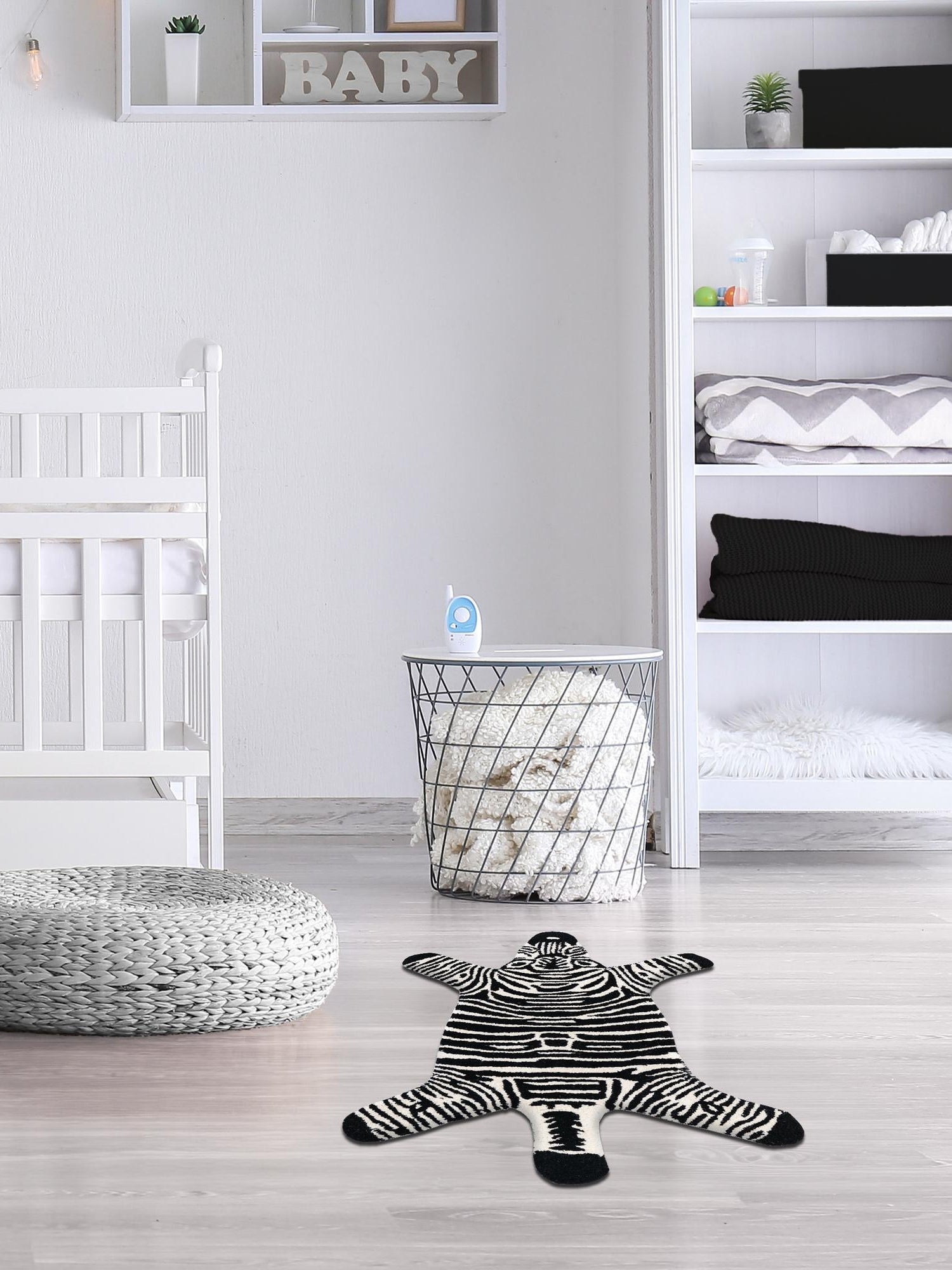 Black and White 5' 1 x 8' Playtime Kids Wool Freeform Area Rug for Baby Nursery, Toddler Playroom,  Bedrooms Hand Tufted High Quality Dense  Wool Pile Natural Carpet for Sale at Rug Engine