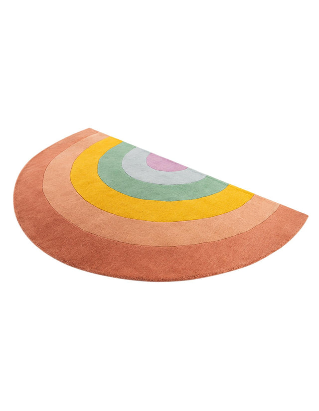 Multicolor 4' x 6' 3 Playtime Kids Wool Semicircle Hearth Rug
