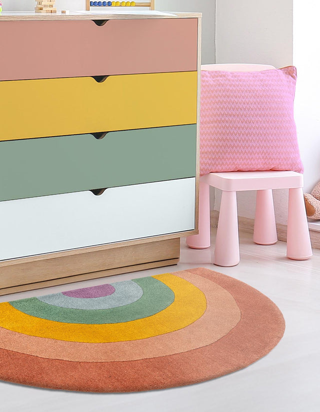Multicolor 2' 4 x 4' 1 Playtime Kids Wool Semicircle Hearth Rug
