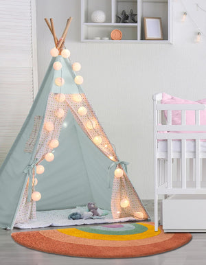 Multicolor 2' 4 x 4' 1 Playtime Kids Wool Semicircle Hearth Rug