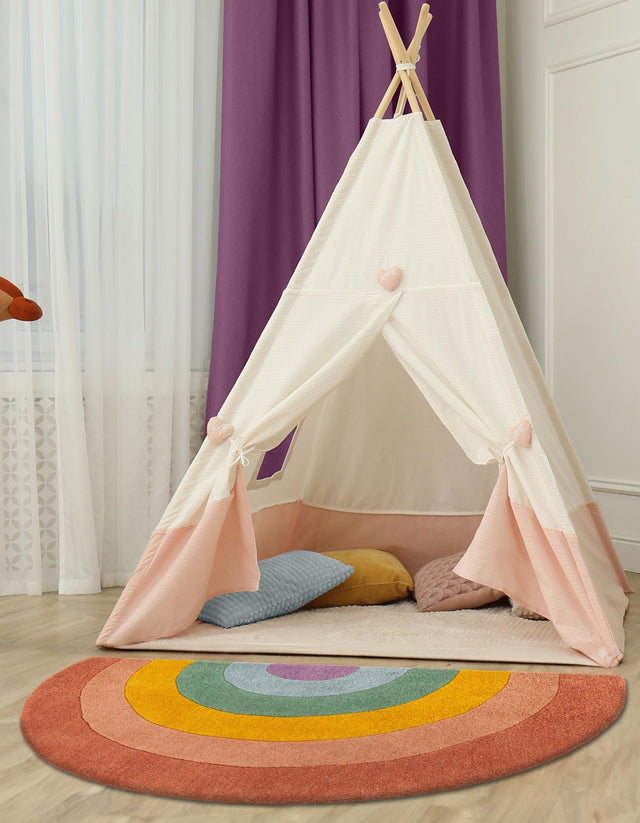 Multicolor 2' 4 x 4' 1 Playtime Kids Wool Semicircle Hearth Rug