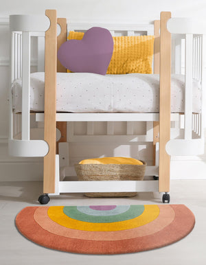 Multicolor 2' 4 x 4' 1 Playtime Kids Wool Semicircle Hearth Rug