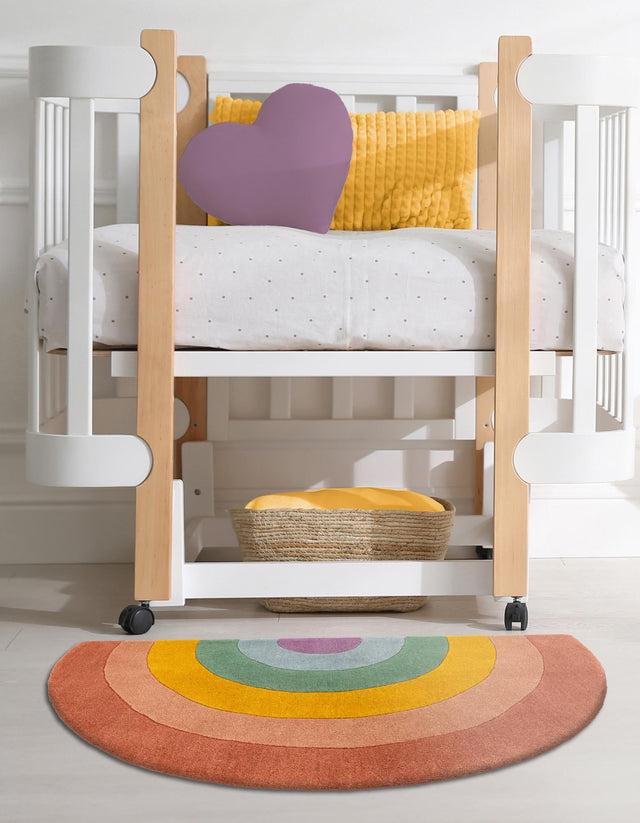 Multicolor 2' 4 x 4' 1 Playtime Kids Wool Semicircle Hearth Rug