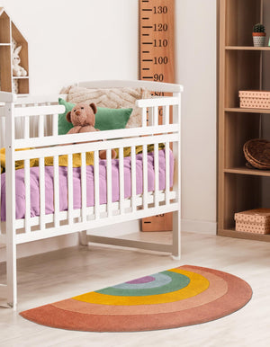 Multicolor 2' 4 x 4' 1 Playtime Kids Wool Semicircle Hearth Rug