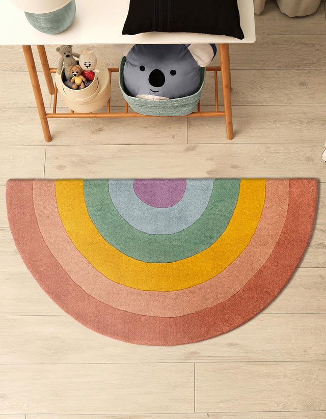 Multicolor 4' x 6' 3 Playtime Kids Wool Semicircle Hearth Rug