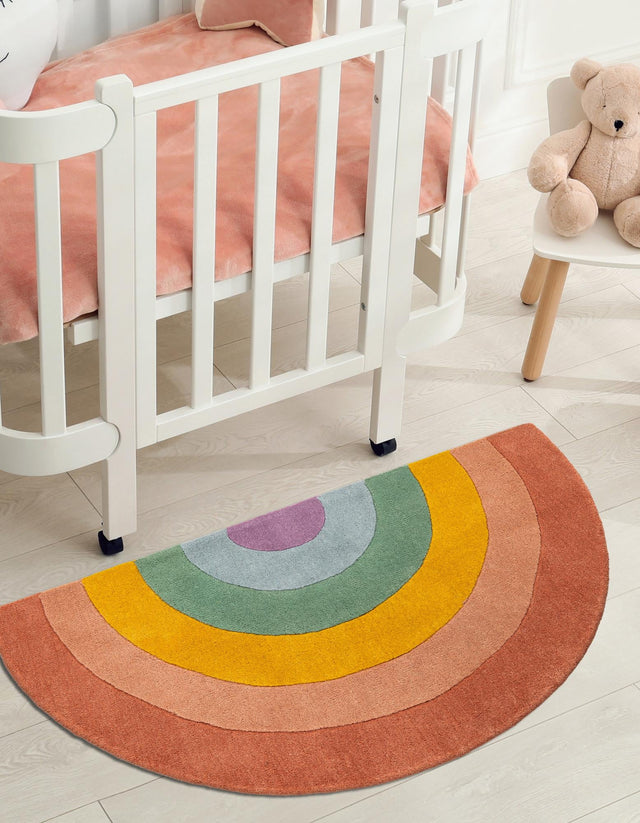Multicolor 4' x 6' 3 Playtime Kids Wool Semicircle Hearth Rug