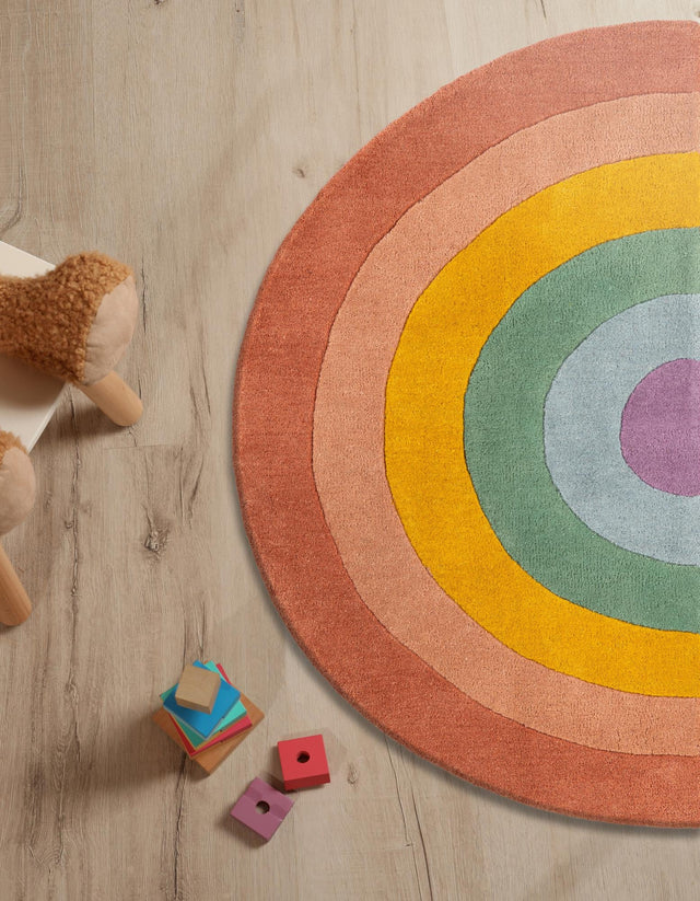 Multicolor 4' x 6' 3 Playtime Kids Wool Semicircle Hearth Rug