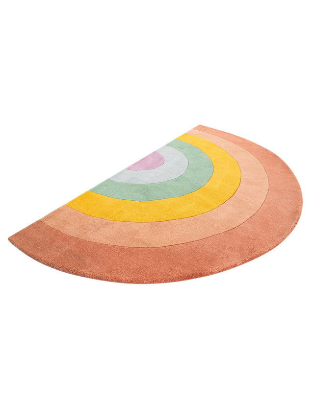 Multicolor 4' x 6' 3 Playtime Kids Wool Semicircle Hearth Rug