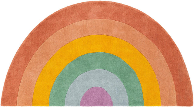 Multicolor 4' x 6' 3 Playtime Kids Wool Semicircle Hearth Rug