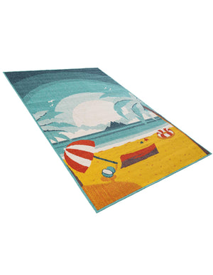 Multicolor 4' 1 x 6' 1 Outdoor Coastal Rectangle Area Rug Weather Resistant for Patio, Deck, Terrace, Balcony, Porch 100% Polypropylene Coastal Decor Carpet for Sale at Rug Engine