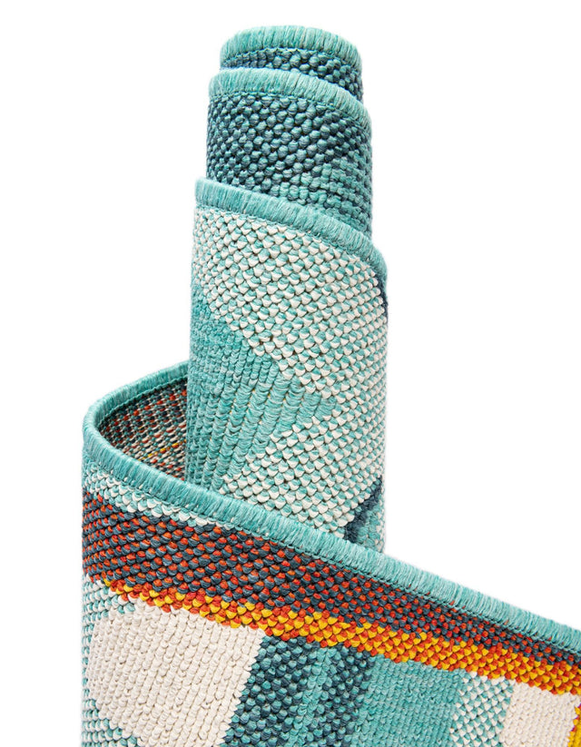 Multicolor 7' 10 x 10' Outdoor Coastal Rectangle Area Rug Weather Resistant for Patio, Deck, Terrace, Balcony, Porch 100% Polypropylene Coastal Decor Carpet for Sale at Rug Engine