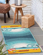 Multicolor 2' 7 x 10' Outdoor Coastal Runner Area Rug Weather Resistant for Patio, Deck, Terrace, Balcony, Porch 100% Polypropylene Coastal Decor Carpet for Sale at Rug Engine