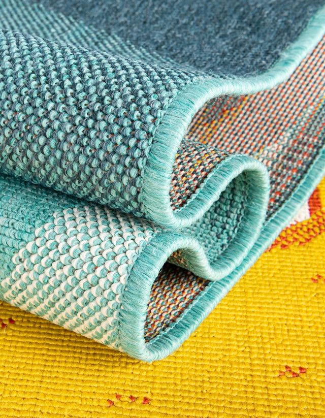 Multicolor 2' x 6' 1 Outdoor Coastal Runner Area Rug Weather Resistant for Patio, Deck, Terrace, Balcony, Porch 100% Polypropylene Coastal Decor Carpet for Sale at Rug Engine