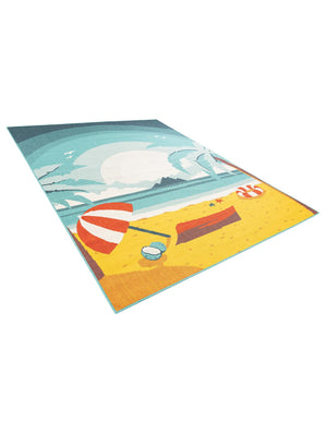 Multicolor 7' 10 x 10' Outdoor Coastal Rectangle Area Rug Weather Resistant for Patio, Deck, Terrace, Balcony, Porch 100% Polypropylene Coastal Decor Carpet for Sale at Rug Engine
