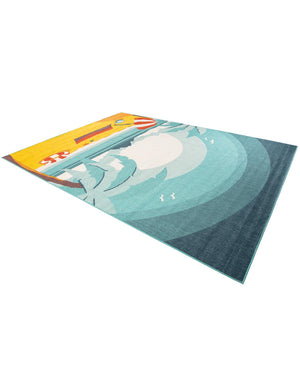 Multicolor 9' x 12' Outdoor Coastal Rectangle Area Rug Weather Resistant for Patio, Deck, Terrace, Balcony, Porch 100% Polypropylene Coastal Decor Carpet for Sale at Rug Engine