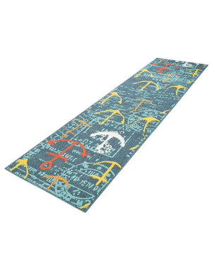 Navy Blue 2' 7 x 10' Outdoor Coastal Runner Area Rug Weather Resistant for Patio, Deck, Terrace, Balcony, Porch 100% Polypropylene Coastal Decor Carpet for Sale at Rug Engine