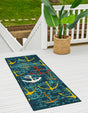 Navy Blue 2' x 6' 1 Outdoor Coastal Runner Area Rug Weather Resistant for Patio, Deck, Terrace, Balcony, Porch 100% Polypropylene Coastal Decor Carpet for Sale at Rug Engine