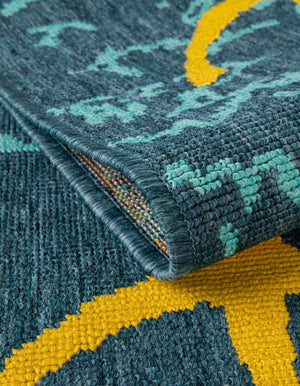 Navy Blue 2' 7 x 10' Outdoor Coastal Runner Area Rug Weather Resistant for Patio, Deck, Terrace, Balcony, Porch 100% Polypropylene Coastal Decor Carpet for Sale at Rug Engine