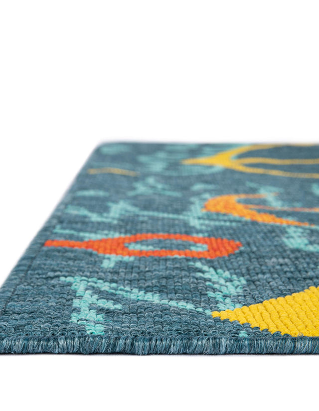 Navy Blue 2' 7 x 10' Outdoor Coastal Runner Area Rug Weather Resistant for Patio, Deck, Terrace, Balcony, Porch 100% Polypropylene Coastal Decor Carpet for Sale at Rug Engine