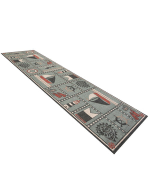 Blue 2' 7 x 10' Outdoor Coastal Runner Area Rug Weather Resistant for Patio, Deck, Terrace, Balcony, Porch 100% Polypropylene Coastal Decor Carpet for Sale at Rug Engine