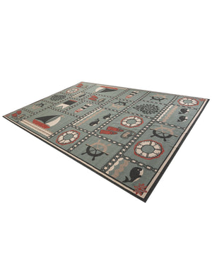 Blue 10' x 14' 1 Outdoor Coastal Rectangle Area Rug Weather Resistant for Patio, Deck, Terrace, Balcony, Porch 100% Polypropylene Coastal Decor Carpet for Sale at Rug Engine