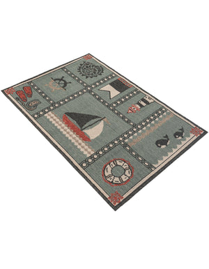 Blue 2' x 3' 1 Outdoor Coastal Rectangle Area Rug Weather Resistant for Patio, Deck, Terrace, Balcony, Porch 100% Polypropylene Coastal Decor Carpet for Sale at Rug Engine