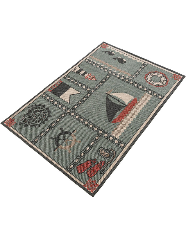 Blue 2' x 3' 1 Outdoor Coastal Rectangle Area Rug Weather Resistant for Patio, Deck, Terrace, Balcony, Porch 100% Polypropylene Coastal Decor Carpet for Sale at Rug Engine