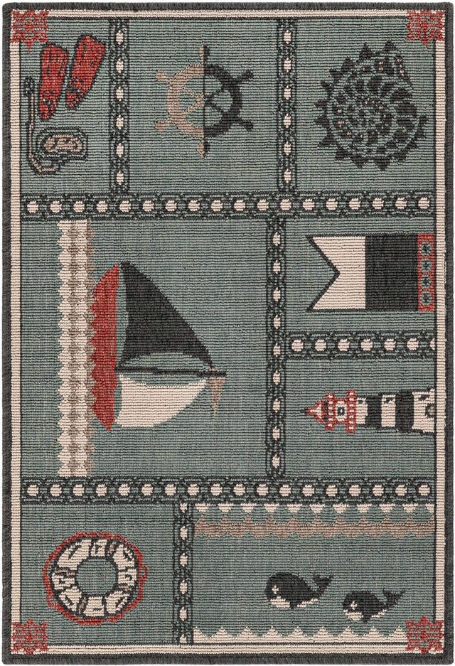 Blue 2' x 3' 1 Outdoor Coastal Rectangle Area Rug Weather Resistant for Patio, Deck, Terrace, Balcony, Porch 100% Polypropylene Coastal Decor Carpet for Sale at Rug Engine