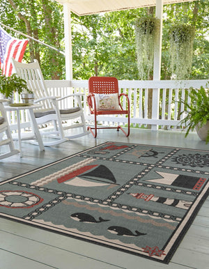 Blue 10' x 14' 1 Outdoor Coastal Rectangle Area Rug Weather Resistant for Patio, Deck, Terrace, Balcony, Porch 100% Polypropylene Coastal Decor Carpet for Sale at Rug Engine