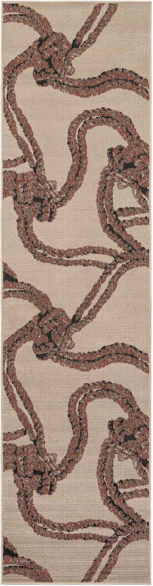Beige 2' 7 x 10' Outdoor Coastal Runner Area Rug Weather Resistant for Patio, Deck, Terrace, Balcony, Porch 100% Polypropylene Coastal Decor Carpet for Sale at Rug Engine
