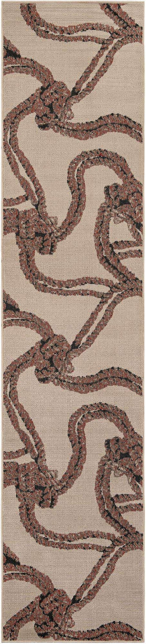 Beige 2' 7 x 12' Outdoor Coastal Runner Area Rug Weather Resistant for Patio, Deck, Terrace, Balcony, Porch 100% Polypropylene Coastal Decor Carpet for Sale at Rug Engine