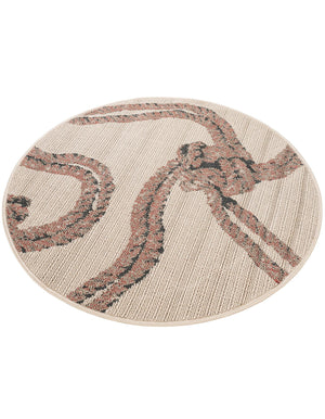 Beige 3' 1 x 3' 1 Outdoor Coastal Round Area Rug Weather Resistant for Patio, Deck, Terrace, Balcony, Porch 100% Polypropylene Coastal Decor Carpet for Sale at Rug Engine