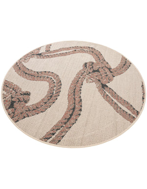 Beige 4' 1 x 4' 1 Outdoor Coastal Round Area Rug Weather Resistant for Patio, Deck, Terrace, Balcony, Porch 100% Polypropylene Coastal Decor Carpet for Sale at Rug Engine