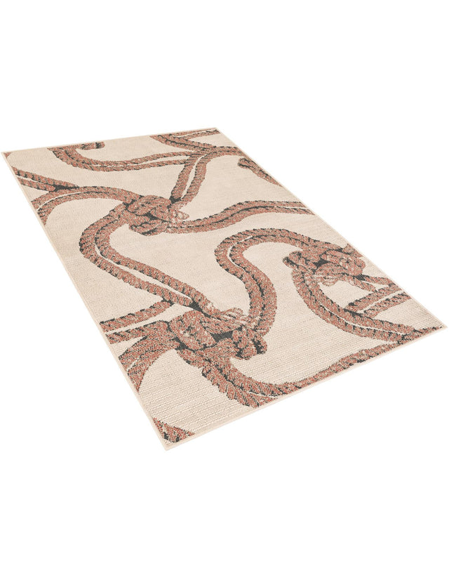 Beige 4' 1 x 6' 1 Outdoor Coastal Rectangle Area Rug Weather Resistant for Patio, Deck, Terrace, Balcony, Porch 100% Polypropylene Coastal Decor Carpet for Sale at Rug Engine