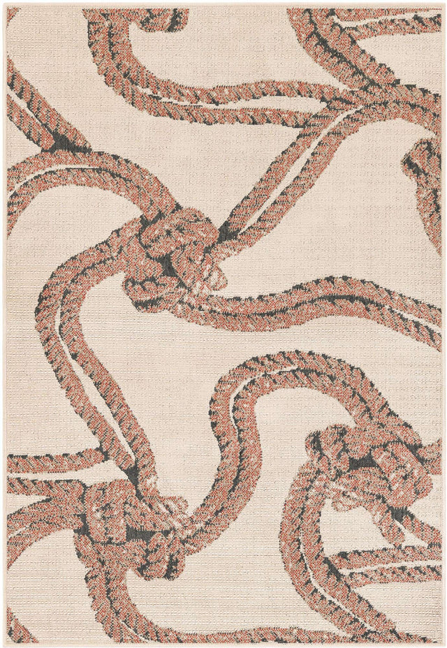 Beige 4' 1 x 6' 1 Outdoor Coastal Rectangle Area Rug Weather Resistant for Patio, Deck, Terrace, Balcony, Porch 100% Polypropylene Coastal Decor Carpet for Sale at Rug Engine