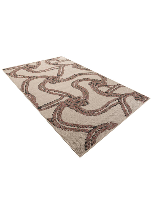 Beige 5' 1 x 8' Outdoor Coastal Rectangle Area Rug Weather Resistant for Patio, Deck, Terrace, Balcony, Porch 100% Polypropylene Coastal Decor Carpet for Sale at Rug Engine