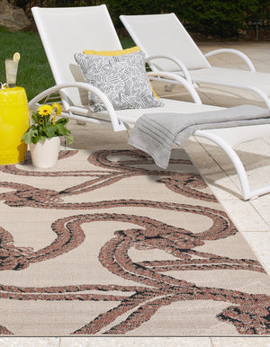 Beige 2' x 3' 1 Outdoor Coastal Rectangle Area Rug Weather Resistant for Patio, Deck, Terrace, Balcony, Porch 100% Polypropylene Coastal Decor Carpet for Sale at Rug Engine