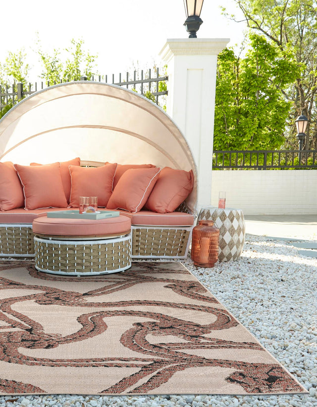 Beige 9' x 12' Outdoor Coastal Rectangle Area Rug Weather Resistant for Patio, Deck, Terrace, Balcony, Porch 100% Polypropylene Coastal Decor Carpet for Sale at Rug Engine