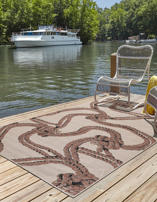 Beige 2' x 3' 1 Outdoor Coastal Rectangle Area Rug Weather Resistant for Patio, Deck, Terrace, Balcony, Porch 100% Polypropylene Coastal Decor Carpet for Sale at Rug Engine