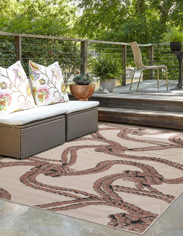 Beige 2' x 3' 1 Outdoor Coastal Rectangle Area Rug Weather Resistant for Patio, Deck, Terrace, Balcony, Porch 100% Polypropylene Coastal Decor Carpet for Sale at Rug Engine