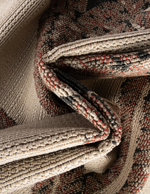 Beige 4' 1 x 6' 1 Outdoor Coastal Rectangle Area Rug Weather Resistant for Patio, Deck, Terrace, Balcony, Porch 100% Polypropylene Coastal Decor Carpet for Sale at Rug Engine