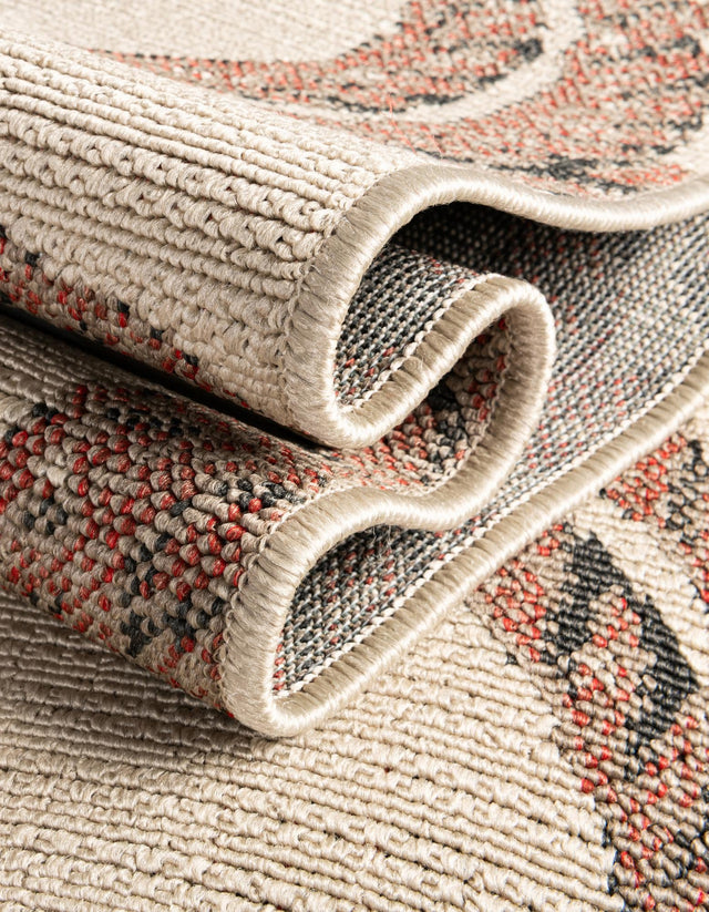 Beige 7' 10 x 10' Outdoor Coastal Rectangle Area Rug Weather Resistant for Patio, Deck, Terrace, Balcony, Porch 100% Polypropylene Coastal Decor Carpet for Sale at Rug Engine