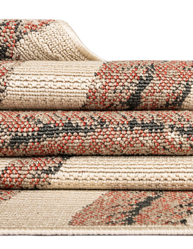 Beige 4' 1 x 6' 1 Outdoor Coastal Rectangle Area Rug Weather Resistant for Patio, Deck, Terrace, Balcony, Porch 100% Polypropylene Coastal Decor Carpet for Sale at Rug Engine
