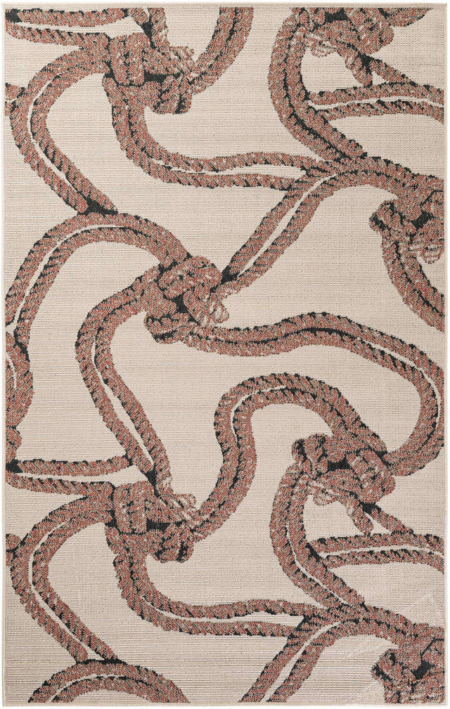 Beige 5' 1 x 8' Outdoor Coastal Rectangle Area Rug Weather Resistant for Patio, Deck, Terrace, Balcony, Porch 100% Polypropylene Coastal Decor Carpet for Sale at Rug Engine